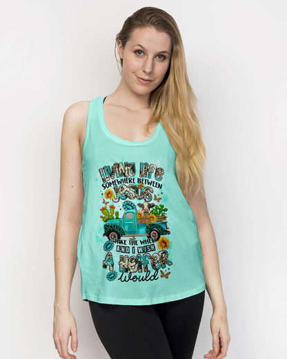 Living Life Somewhere Between Jesus Cow Truck Women's All Over Print Shirt - Tltr2203244, easychoo.com