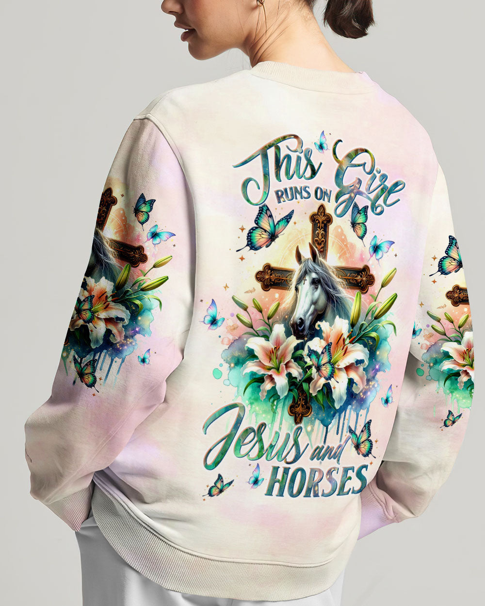 Runs On Jesus And Horses Women's All Over Print - Tltw2811233, easychoo.com