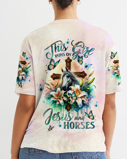 Runs On Jesus And Horses Women's All Over Print - Tltw2811233, easychoo.com