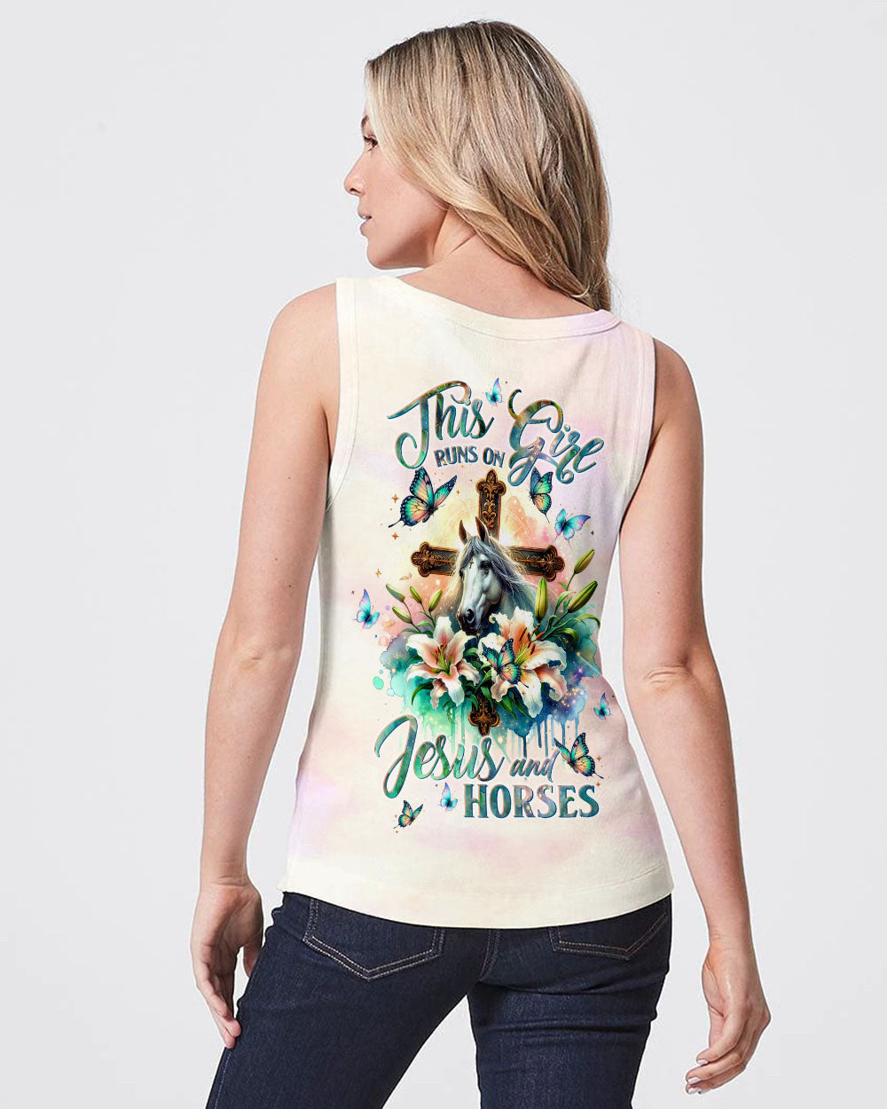 Runs On Jesus And Horses Women's All Over Print - Tltw2811233, easychoo.com