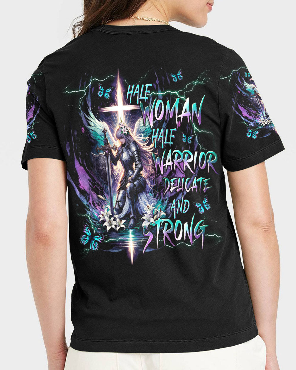 Half Woman Half Warrior Women's All Over Print Shirt - Tlnt2011233, easychoo.com