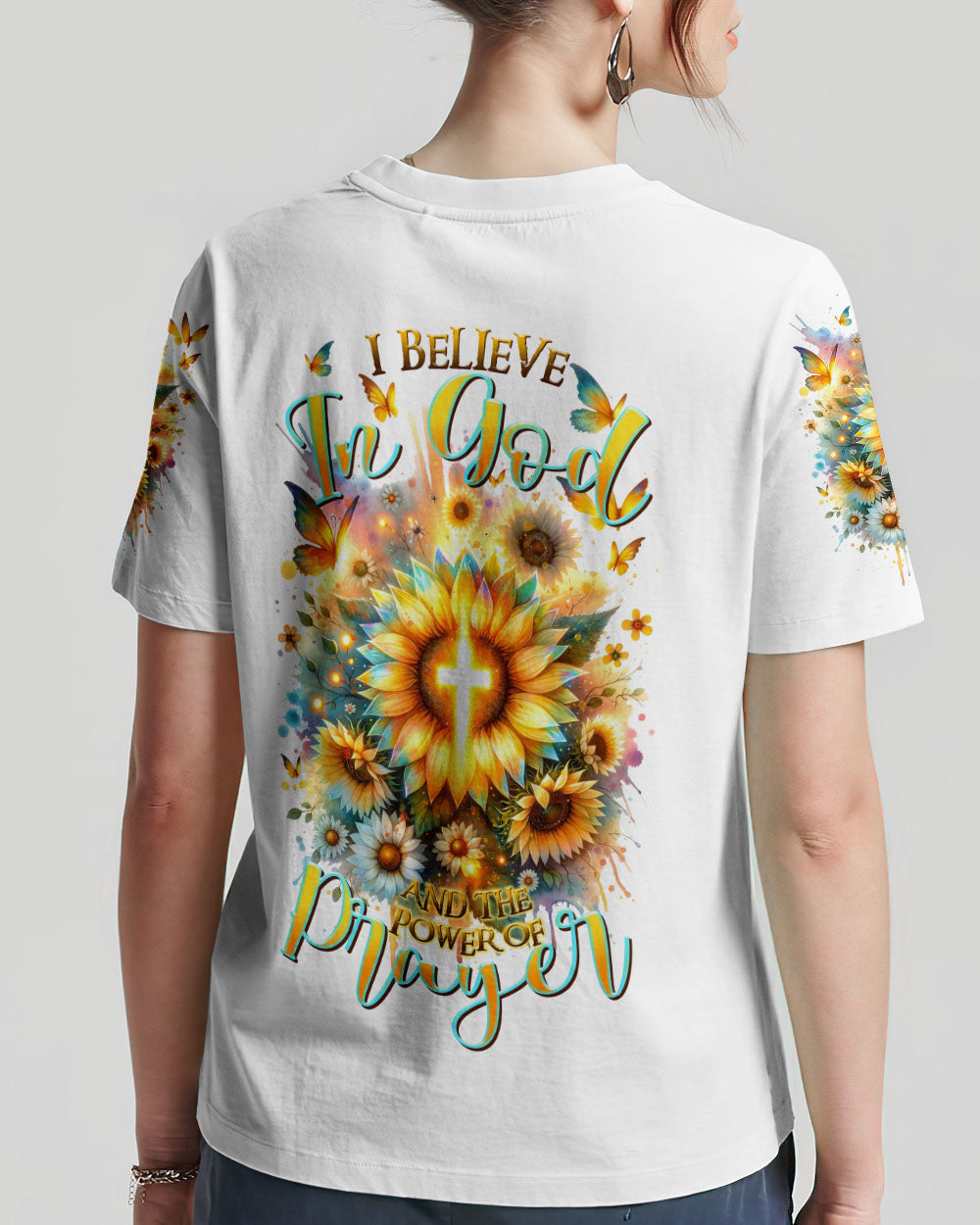 I Believe In God Sunflower Women's All Over Print Shirt - Tltr1212232, easychoo.com