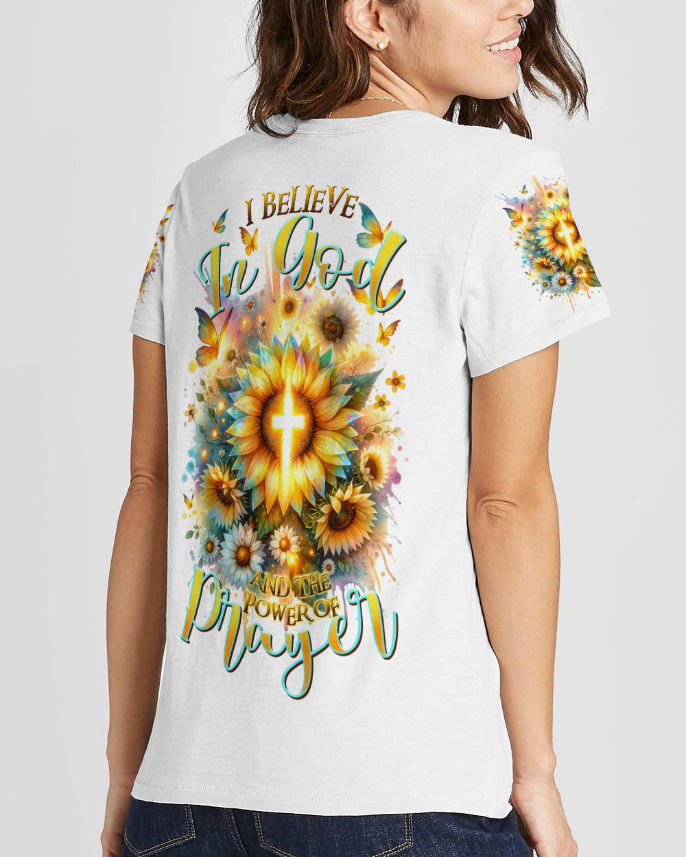 I Believe In God Sunflower Women's All Over Print Shirt - Tltr1212232, easychoo.com