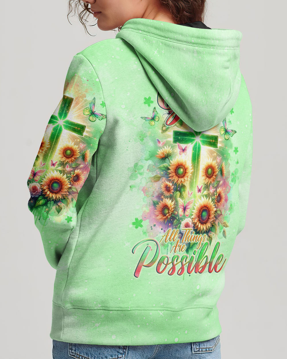 With God All Things Are Possible Sunflower Cross Women's All Over Print Shirt - Tlno2511232, easychoo.com
