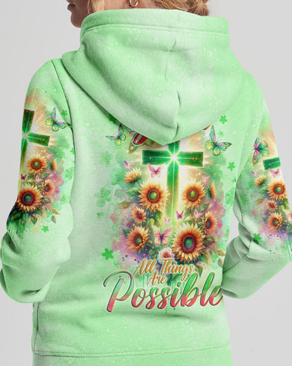 With God All Things Are Possible Sunflower Cross Women's All Over Print Shirt - Tlno2511232, easychoo.com