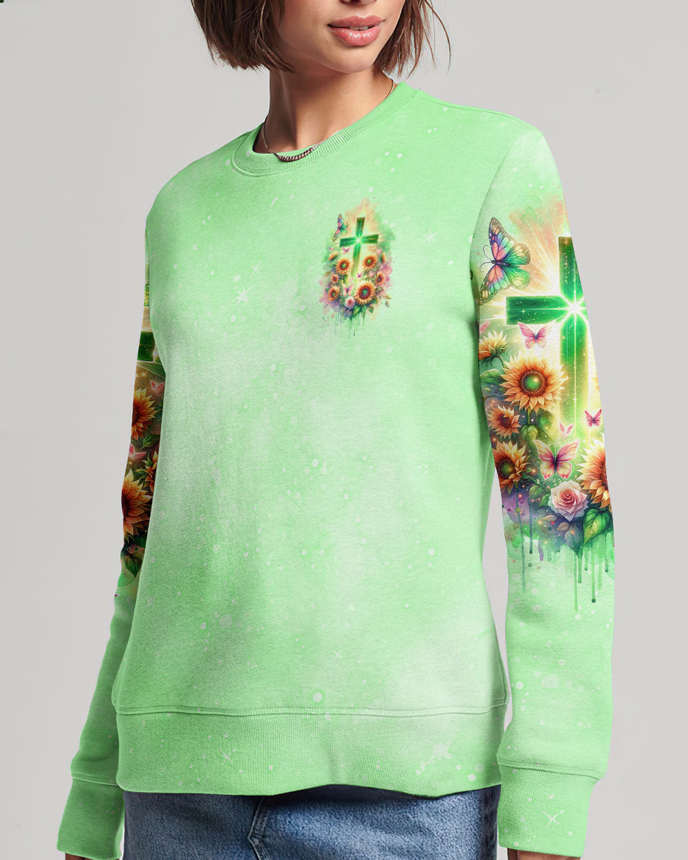 With God All Things Are Possible Sunflower Cross Women's All Over Print Shirt - Tlno2511232, easychoo.com