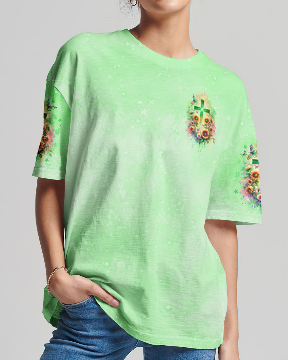 With God All Things Are Possible Sunflower Cross Women's All Over Print Shirt - Tlno2511232, easychoo.com