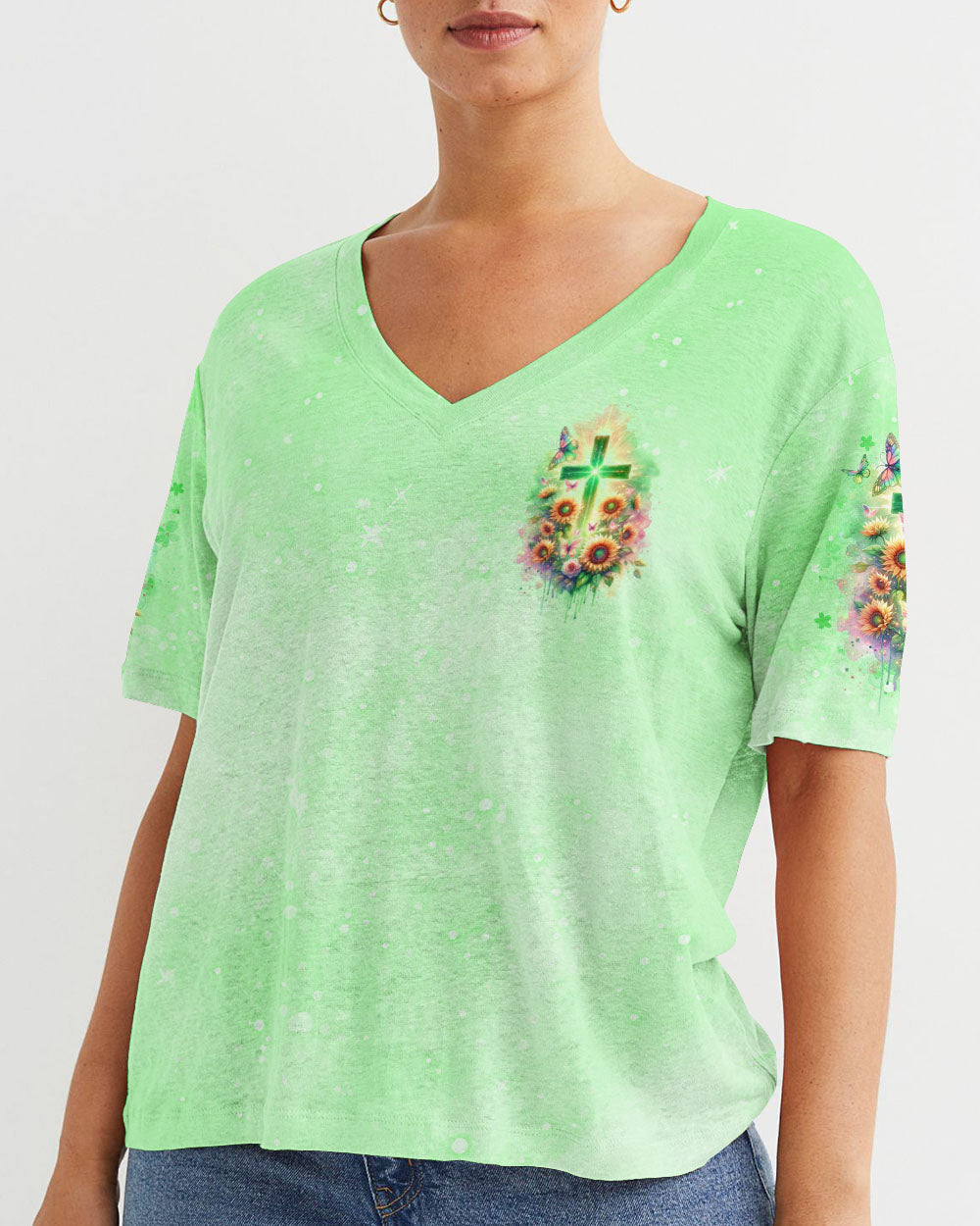 With God All Things Are Possible Sunflower Cross Women's All Over Print Shirt - Tlno2511232, easychoo.com