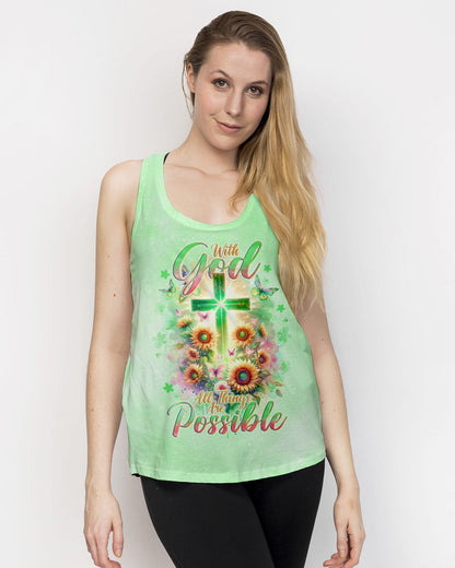 With God All Things Are Possible Sunflower Cross Women's All Over Print Shirt - Tlno2511232, easychoo.com