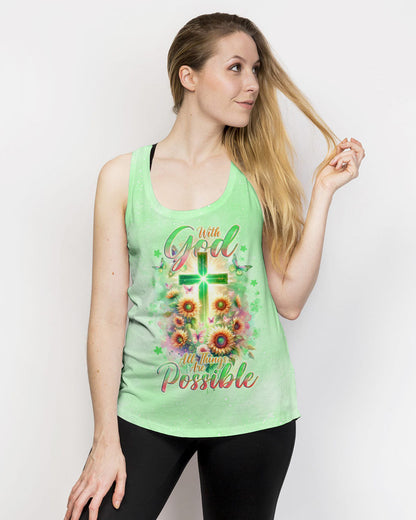 With God All Things Are Possible Sunflower Cross Women's All Over Print Shirt - Tlno2511232, easychoo.com