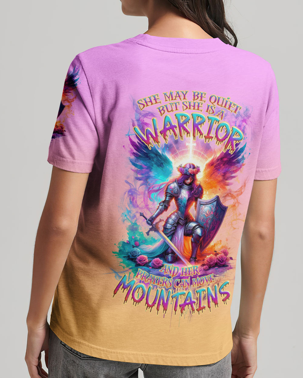 Prayers Can Move Mountains Warrior Wings Women's All Over Print Shirt - Tlnz1612233, easychoo.com