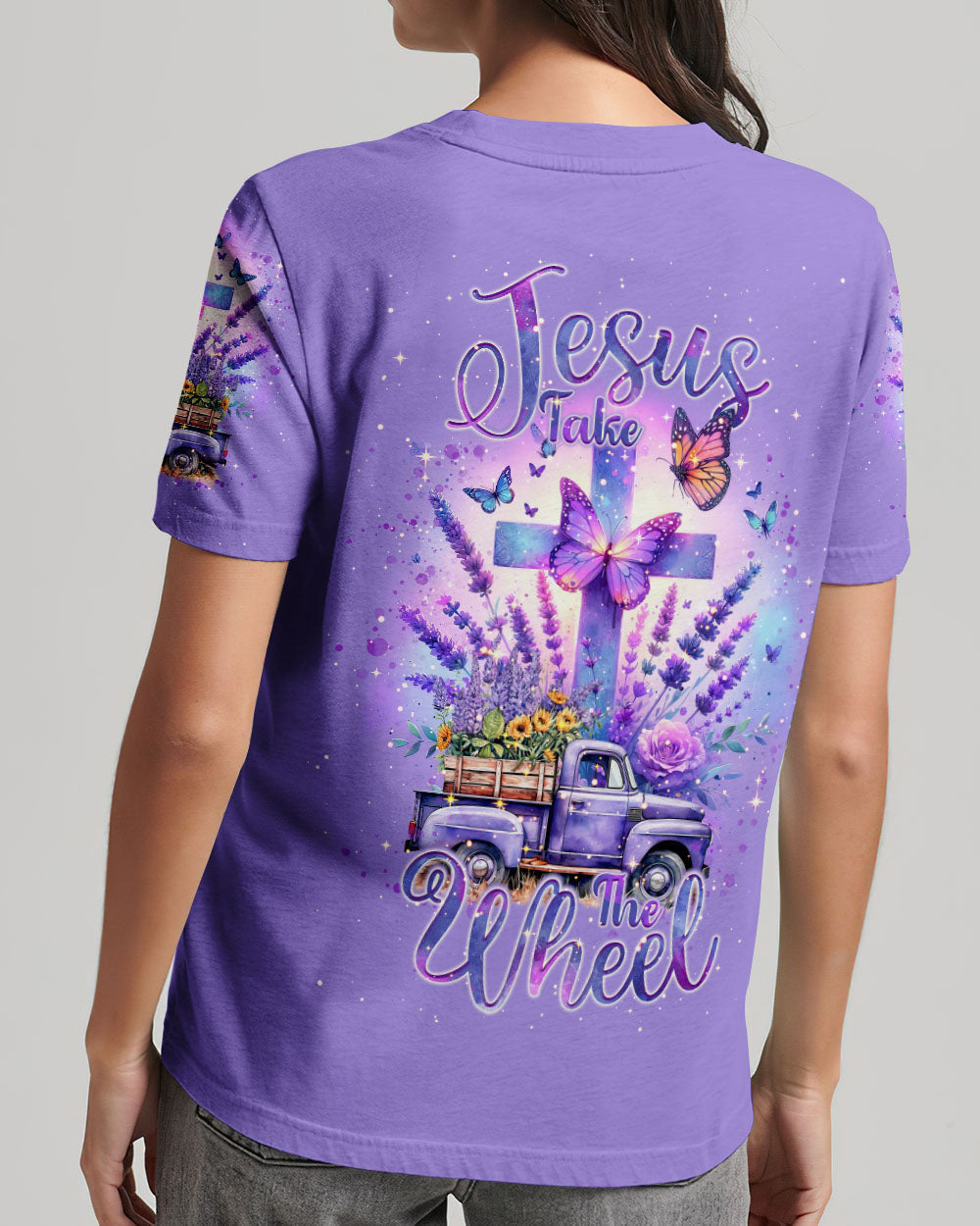 Jesus Take The Wheel Lavender Women's All Over Print Shirt - Tlnt2802243, easychoo.com
