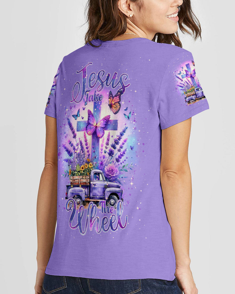 Jesus Take The Wheel Lavender Women's All Over Print Shirt - Tlnt2802243, easychoo.com