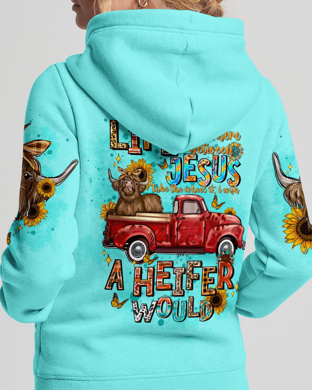 Living Life Somewhere Between Jesus Cow Truck Women's All Over Print Shirt - Tltw1004244, easychoo.com
