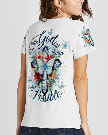 With God All Things Are Possible Women's All Over Print Shirt - Yhkd0911232, easychoo.com