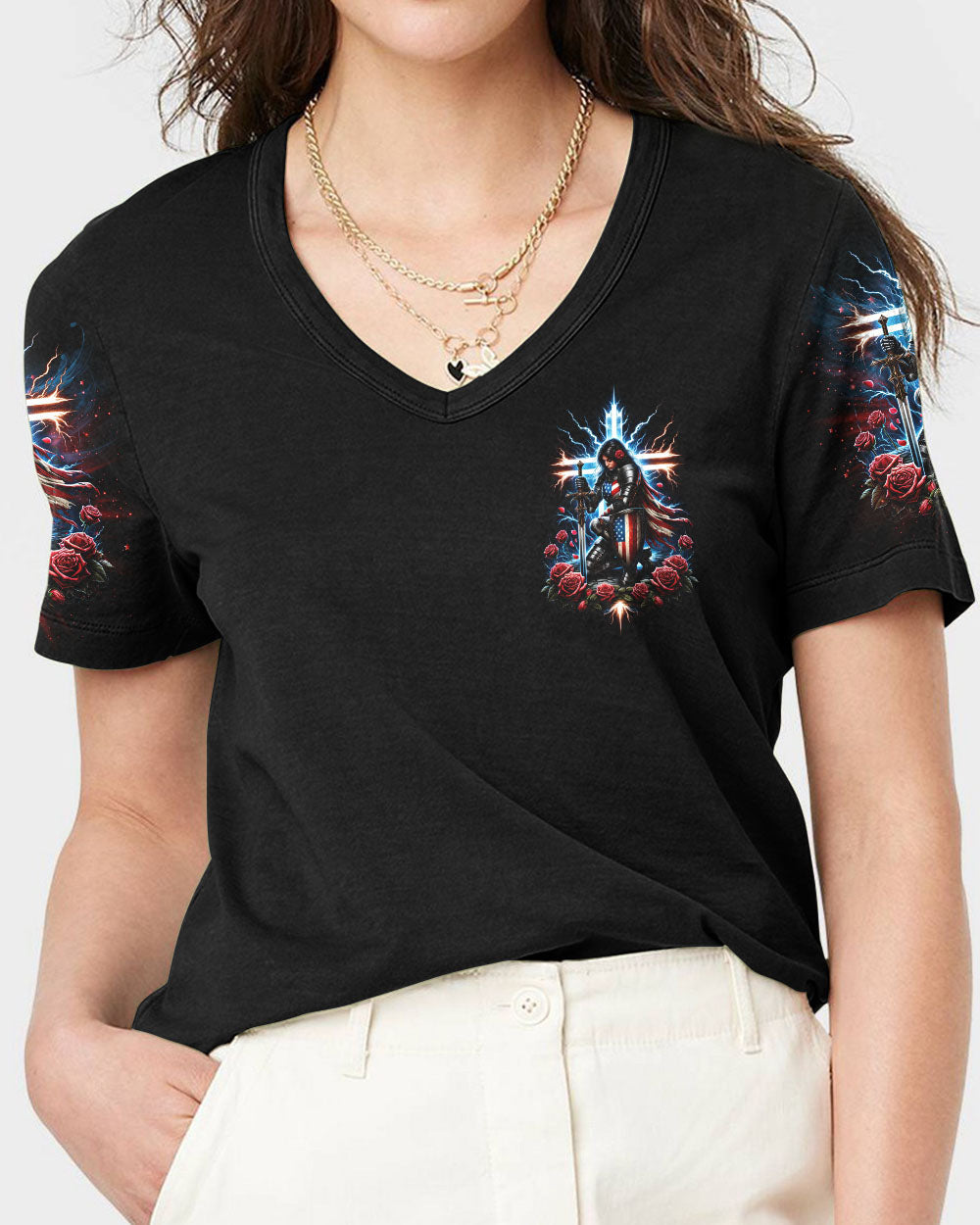 She Who Kneels Before God Warrior Rose Women's All Over Print Shirt - Tlno1112233, easychoo.com