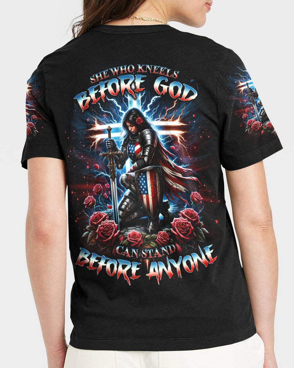 She Who Kneels Before God Warrior Rose Women's All Over Print Shirt - Tlno1112233, easychoo.com