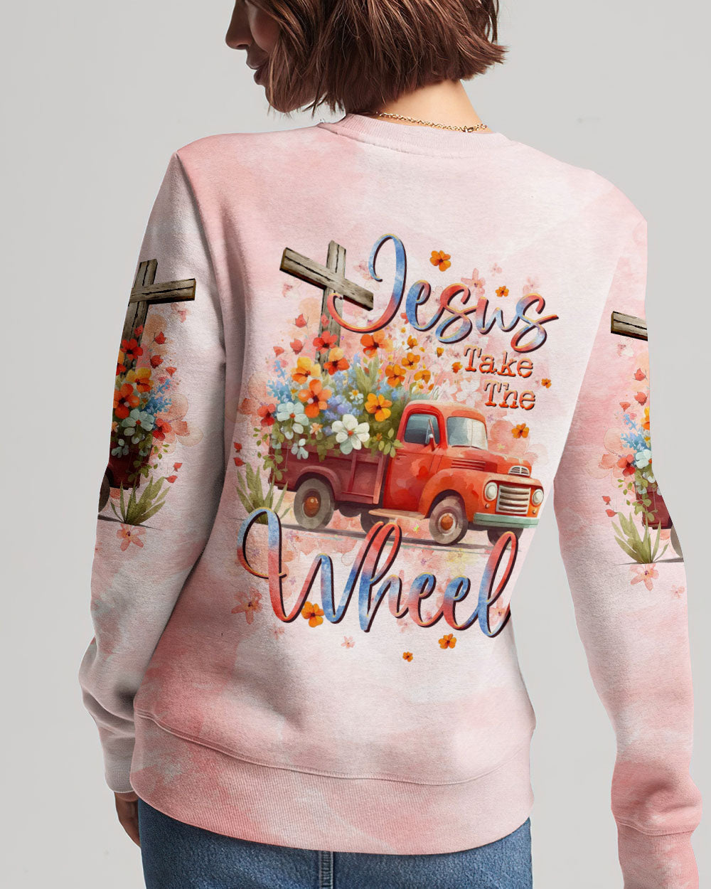 Jesus Take The Wheel Truck Floral Women's All Over Print Shirt - Tltr0412232, easychoo.com