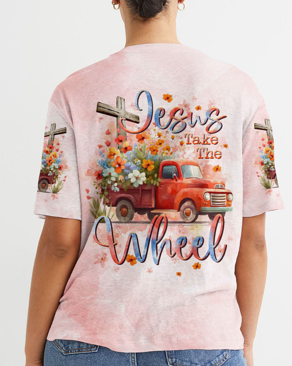 Jesus Take The Wheel Truck Floral Women's All Over Print Shirt - Tltr0412232, easychoo.com