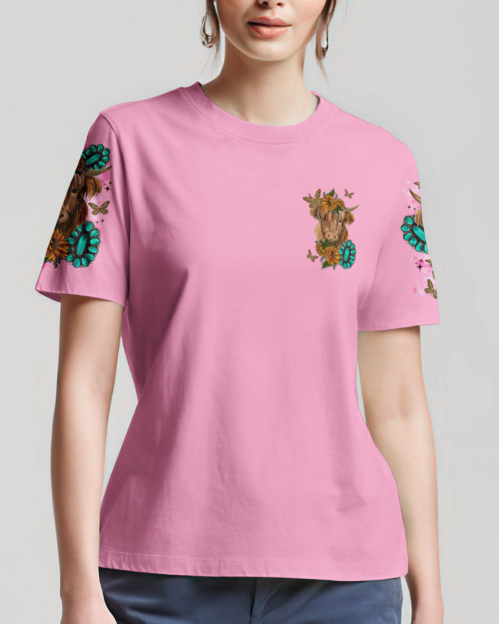 Living Life Somewhere Between Jesus Cow Women's All Over Print Shirt - Tltr2003243, easychoo.com