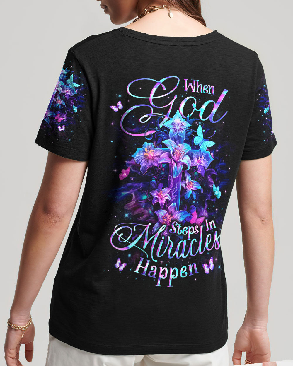 When God Steps In Miracles Happen Women's All Over Print Shirt - Yhln2802242, easychoo.com