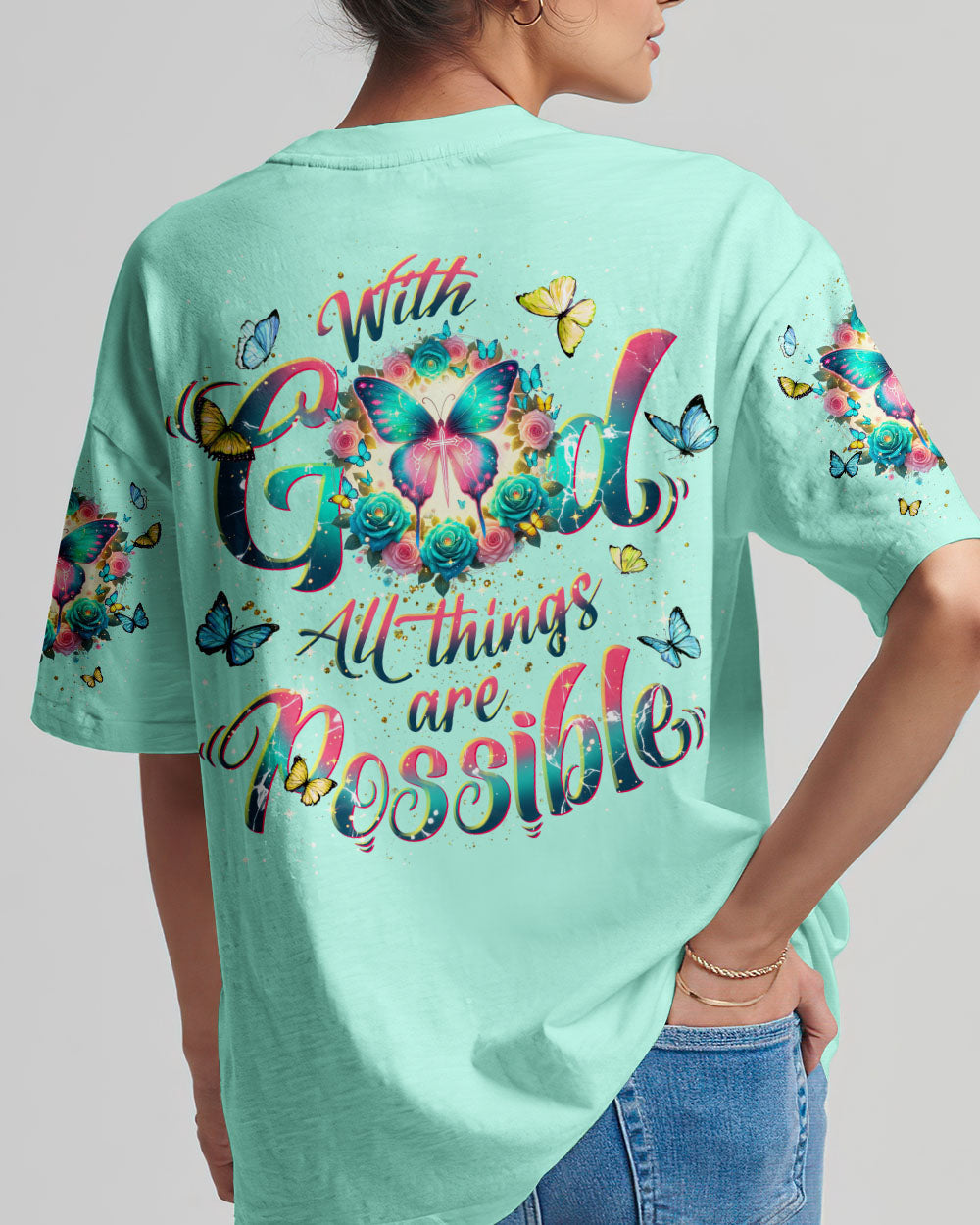 With God All Things Are Possible Butterfly Women's All Over Print Shirt - Tlnt2901244, easychoo.com