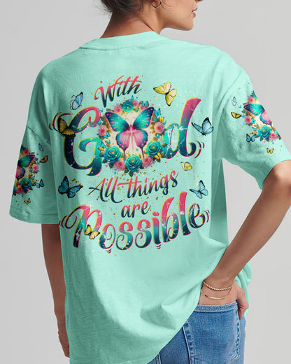 With God All Things Are Possible Butterfly Women's All Over Print Shirt - Tlnt2901244, easychoo.com