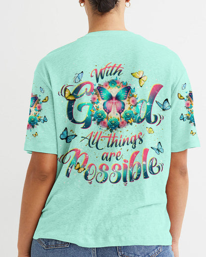 With God All Things Are Possible Butterfly Women's All Over Print Shirt - Tlnt2901244, easychoo.com