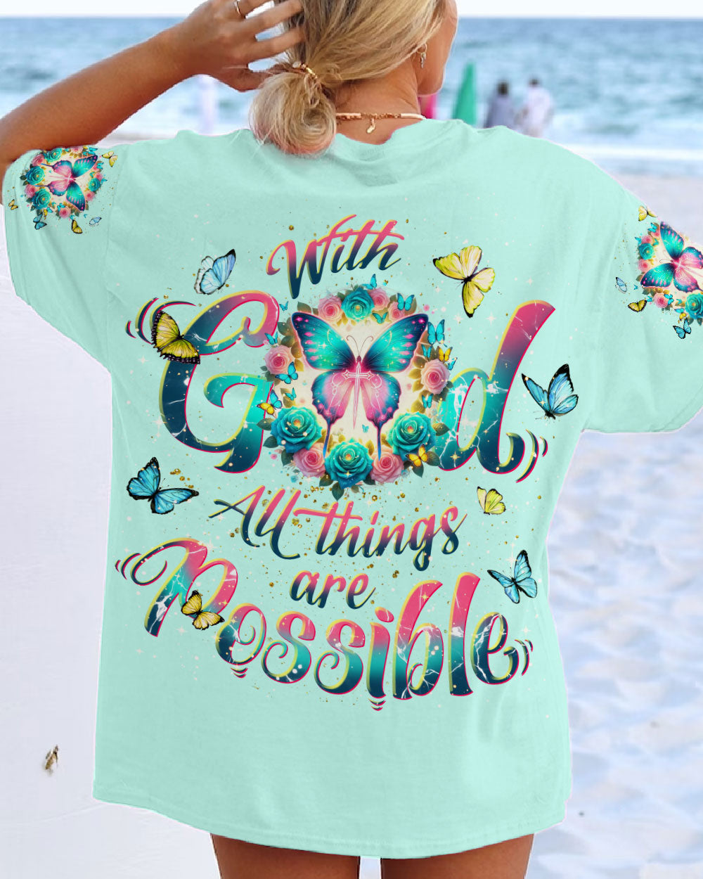 With God All Things Are Possible Butterfly Women's All Over Print Shirt - Tlnt2901244, easychoo.com