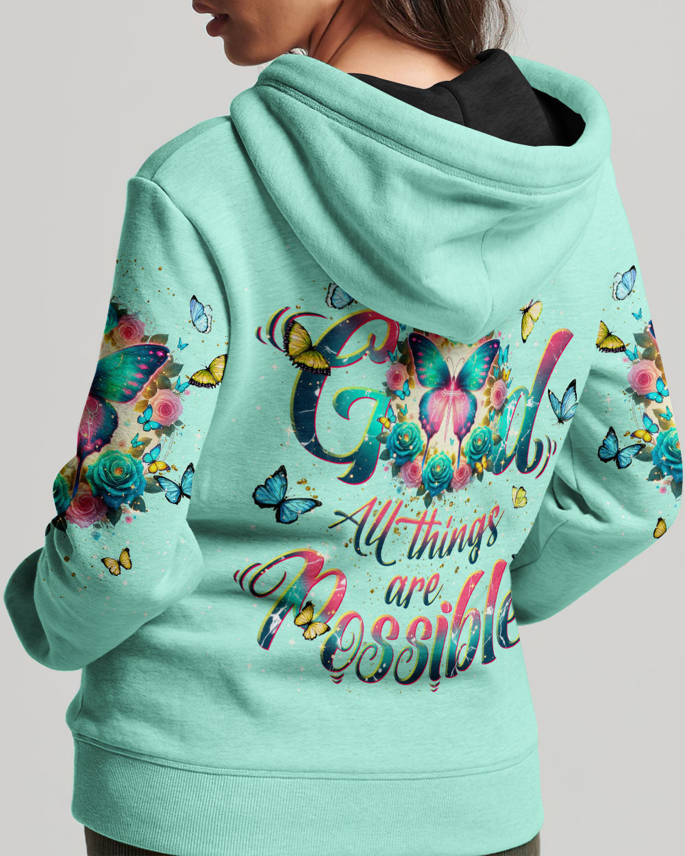 With God All Things Are Possible Butterfly Women's All Over Print Shirt - Tlnt2901244, easychoo.com