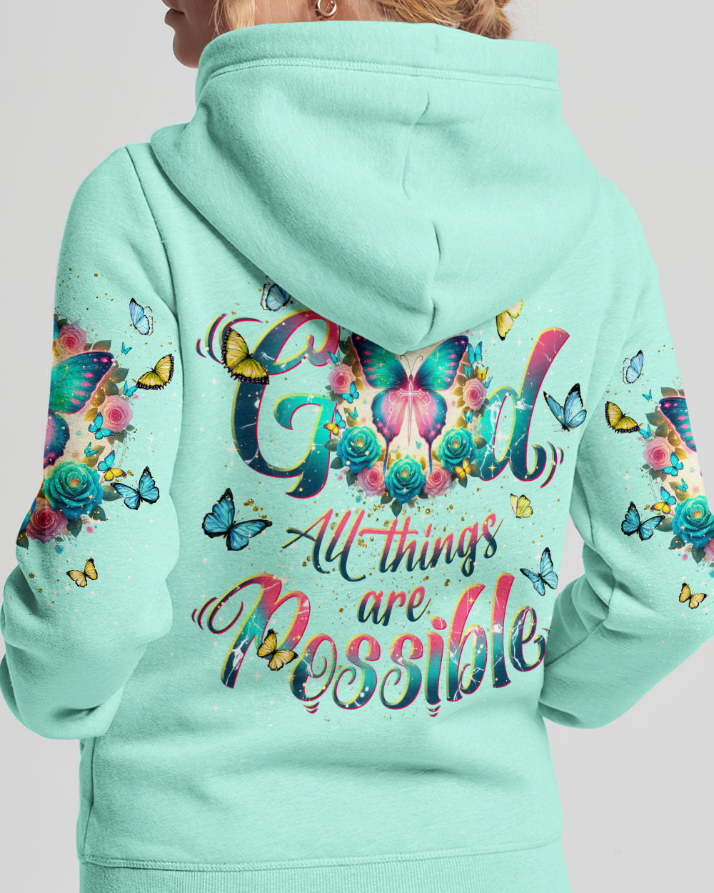 With God All Things Are Possible Butterfly Women's All Over Print Shirt - Tlnt2901244, easychoo.com