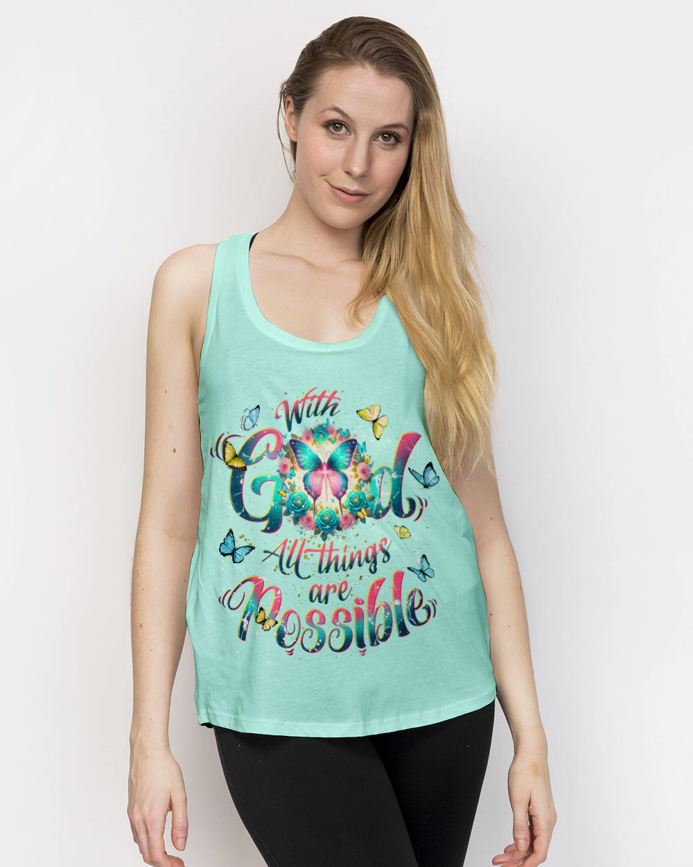 With God All Things Are Possible Butterfly Women's All Over Print Shirt - Tlnt2901244, easychoo.com