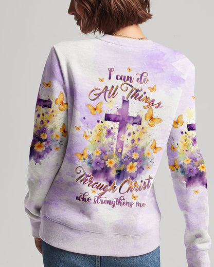 I Can Do All Things Through Christ Cross Floral Women's All Over Print Shirt - Tltw2812233, easychoo.com