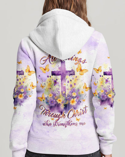 I Can Do All Things Through Christ Cross Floral Women's All Over Print Shirt - Tltw2812233, easychoo.com
