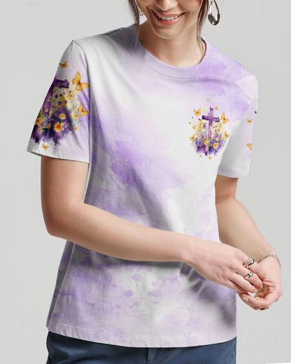 I Can Do All Things Through Christ Cross Floral Women's All Over Print Shirt - Tltw2812233, easychoo.com