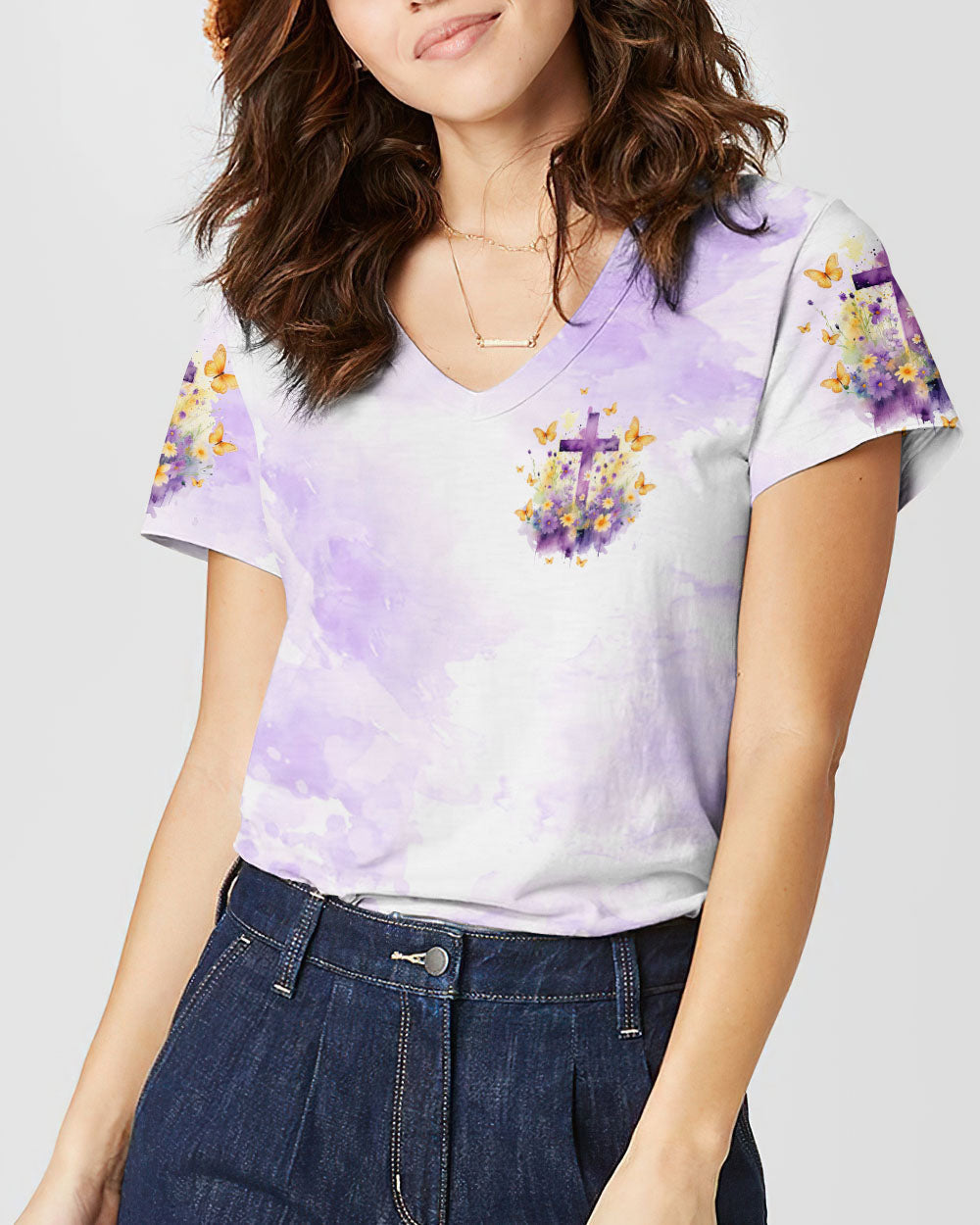 I Can Do All Things Through Christ Cross Floral Women's All Over Print Shirt - Tltw2812233, easychoo.com