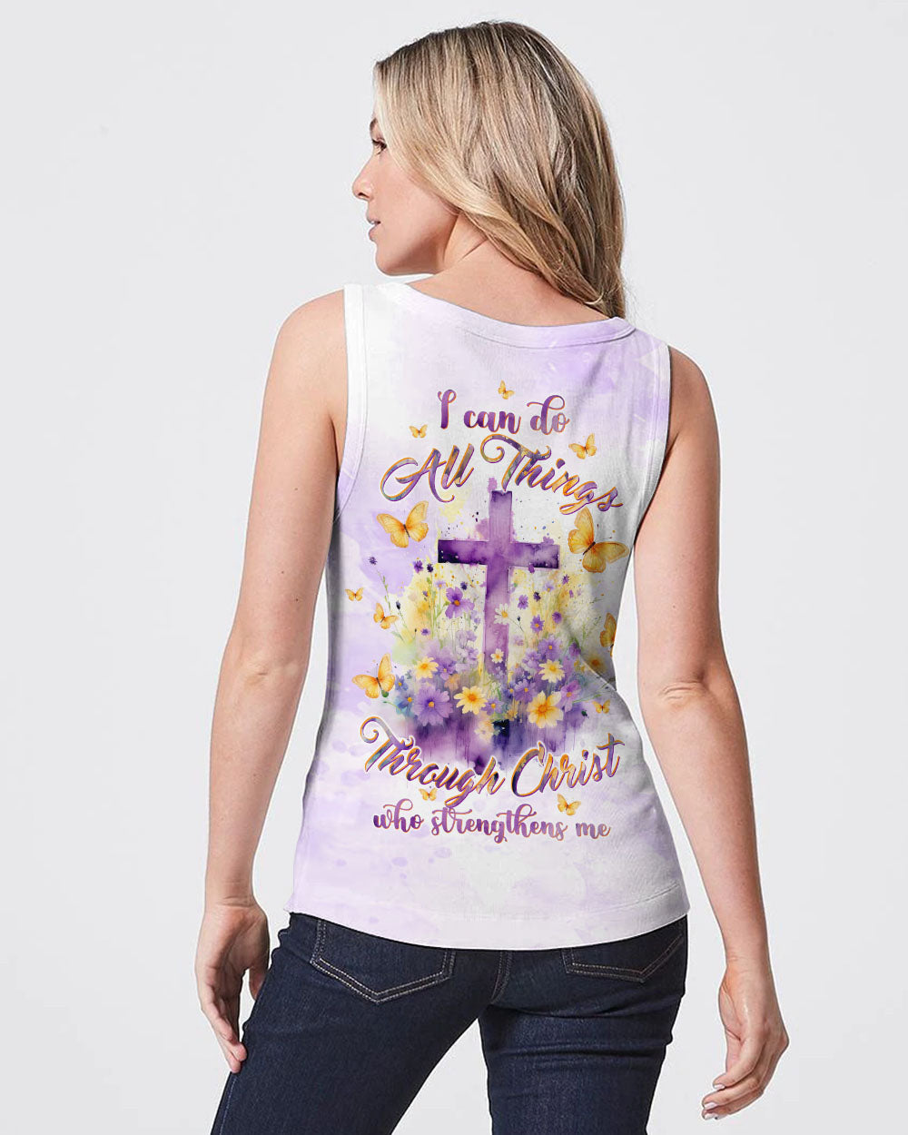 I Can Do All Things Through Christ Cross Floral Women's All Over Print Shirt - Tltw2812233, easychoo.com