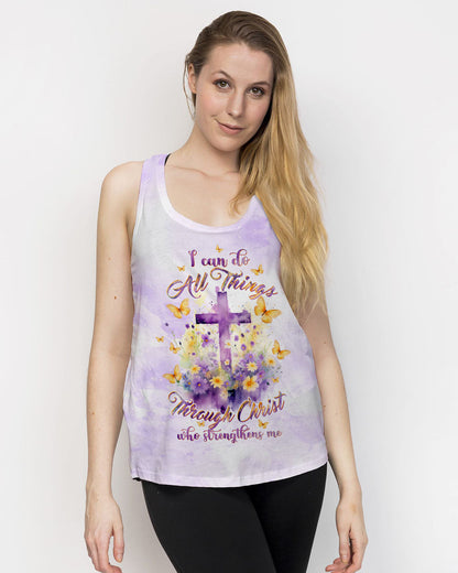 I Can Do All Things Through Christ Cross Floral Women's All Over Print Shirt - Tltw2812233, easychoo.com