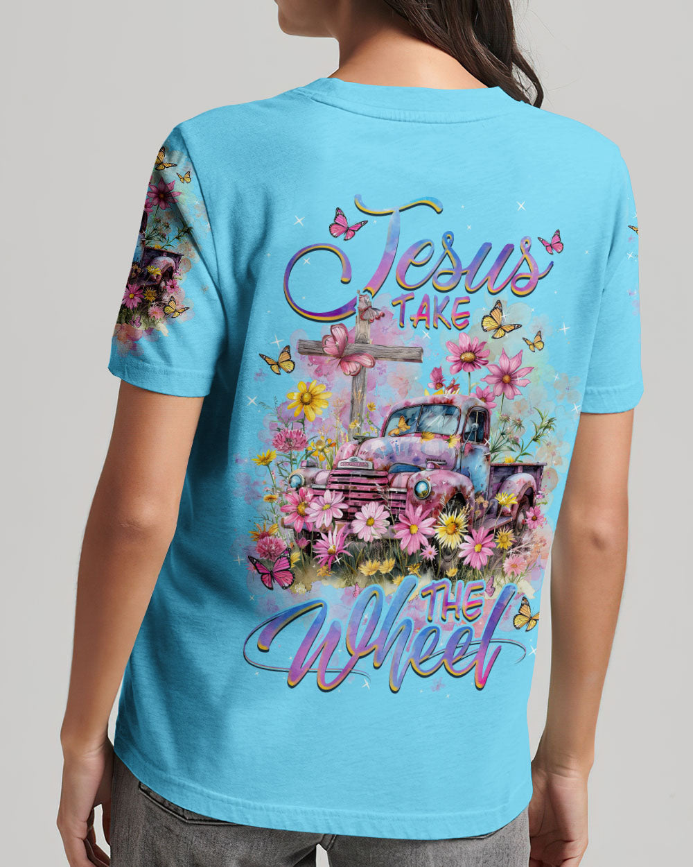 Jesus Take The Wheel Flower Truck Women's All Over Print Shirt - Tlnz1103241, easychoo.com