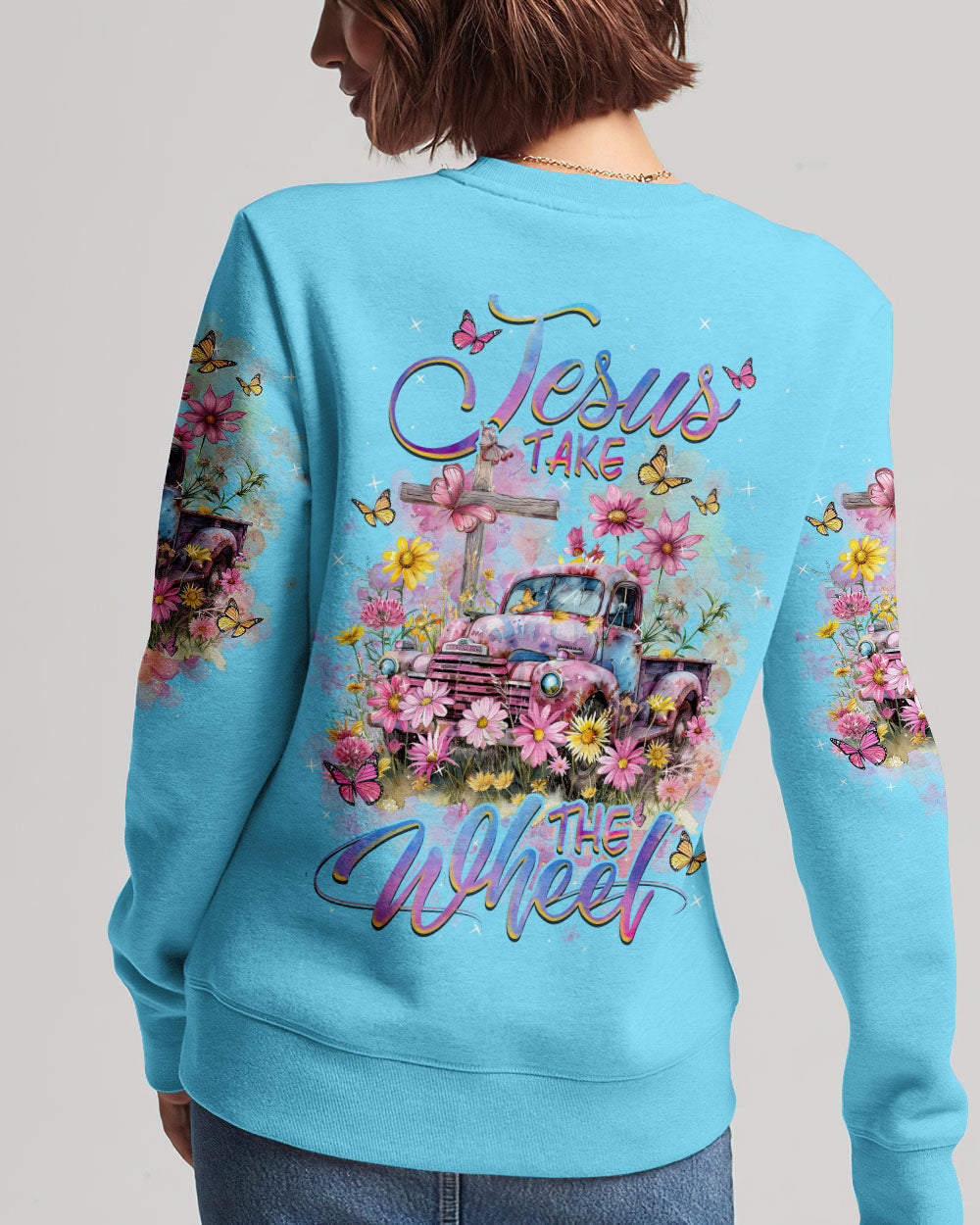 Jesus Take The Wheel Flower Truck Women's All Over Print Shirt - Tlnz1103241, easychoo.com