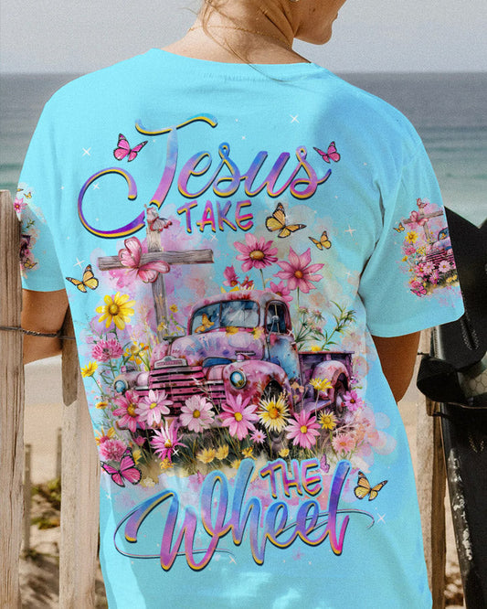 Jesus Take The Wheel Flower Truck Women's All Over Print Shirt - Tlnz1103241, easychoo.com