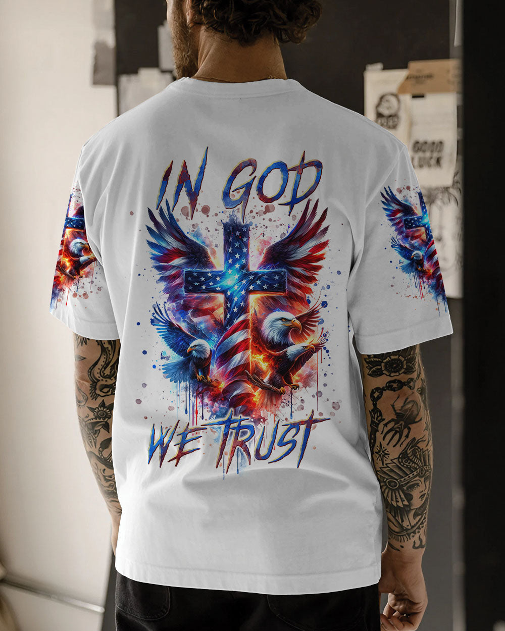 In God We Trust Eagle Men's All Over Print Shirt - Tlnt1801242, easychoo.com