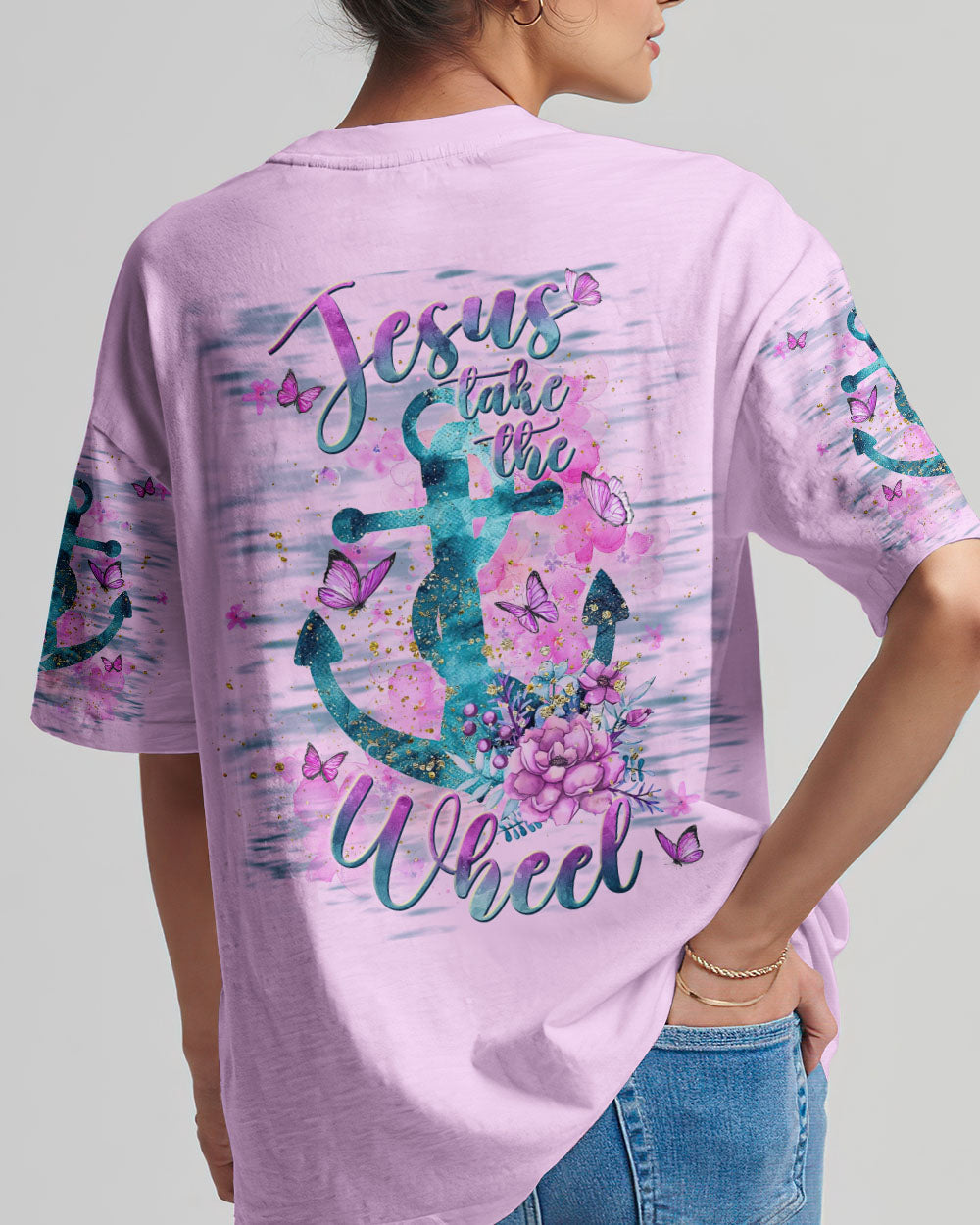 Jesus Take The Wheel Anchor Flower Women's All Over Print Shirt - Tlnt2211234, easychoo.com