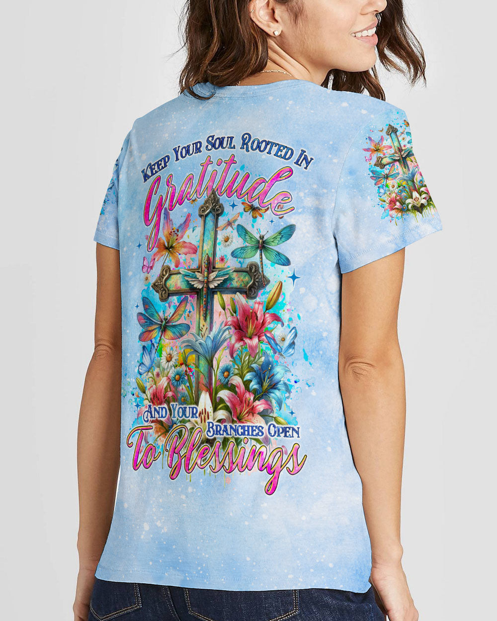 Keep Your Soul Rooted In Gratitude Women's All Over Print Shirt - Tyqy0412232, easychoo.com