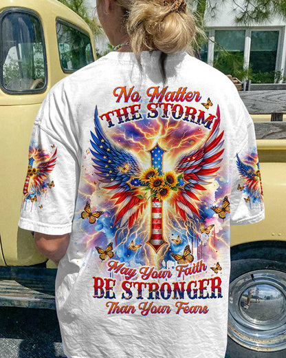 No Matter The Storm Cross Wings Women's All Over Print Shirt - Tltw0912235, easychoo.com
