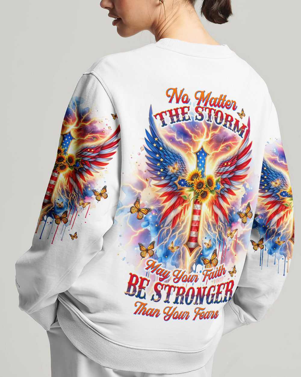 No Matter The Storm Cross Wings Women's All Over Print Shirt - Tltw0912235, easychoo.com
