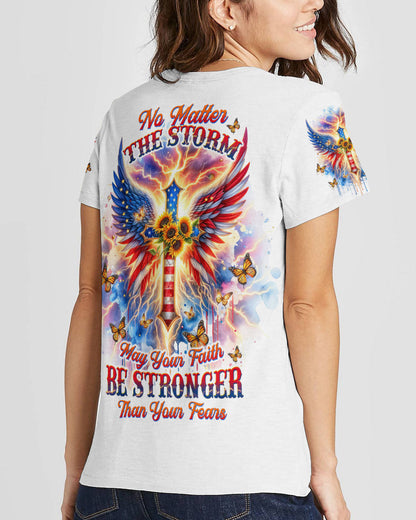 No Matter The Storm Cross Wings Women's All Over Print Shirt - Tltw0912235, easychoo.com