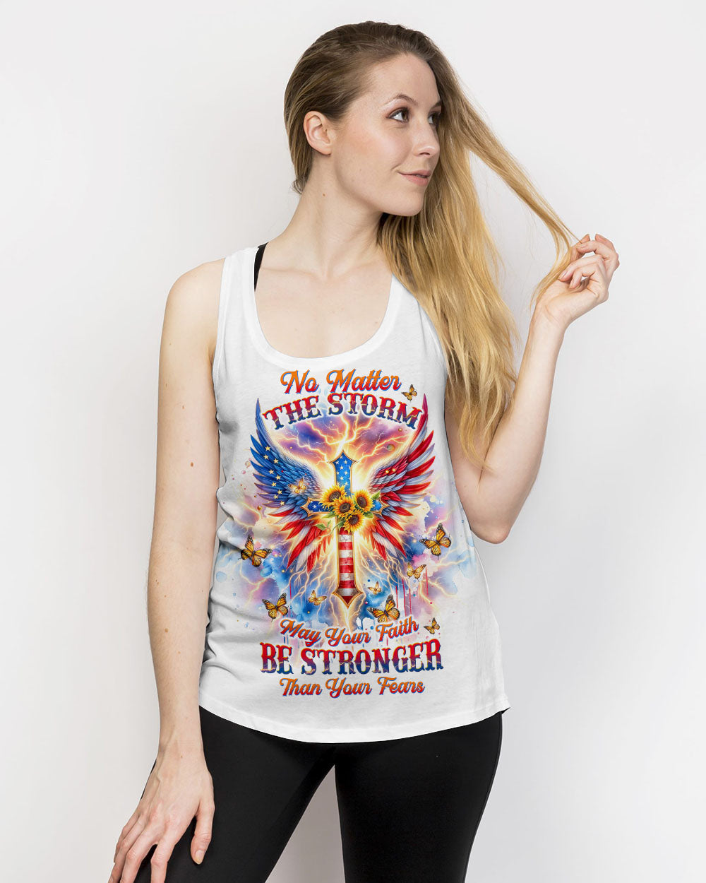 No Matter The Storm Cross Wings Women's All Over Print Shirt - Tltw0912235, easychoo.com
