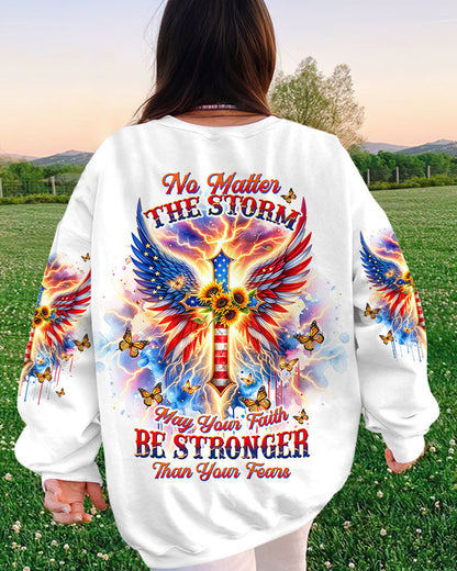 No Matter The Storm Cross Wings Women's All Over Print Shirt - Tltw0912235, easychoo.com