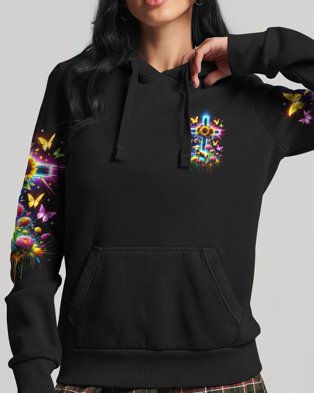 I Believe In God Neon Cross Lamb Women's All Over Print Shirt - Tltr0801244, easychoo.com